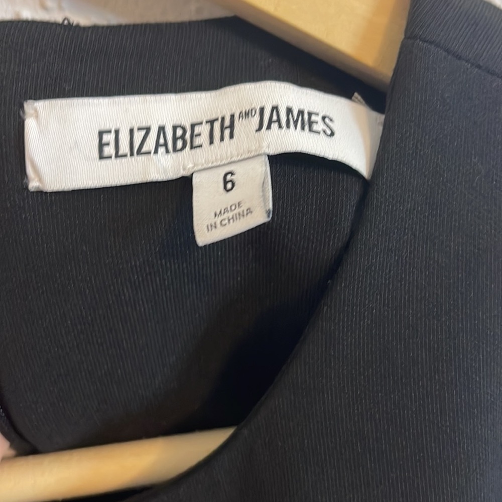 Elizabeth and James 'Carter' Black Lace-Up Waist Jersey Flare Dress Womens Sz 6 - Picture 4 of 7
